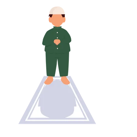 Muslim Boy Praying Illustration