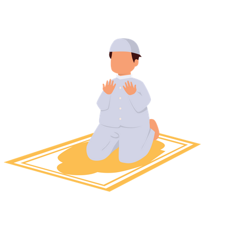 Muslim Boy Praying Illustration