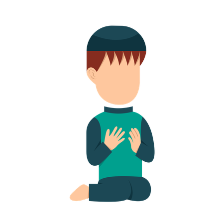 Muslim Boy Praying  Illustration