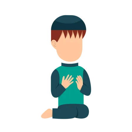 Muslim Boy Praying  Illustration