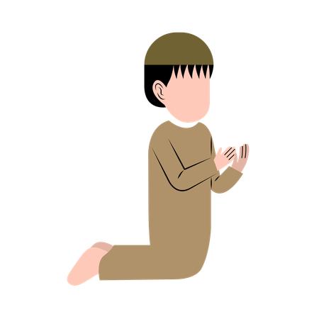 Muslim Boy Praying  Illustration