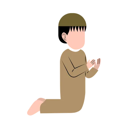 Muslim Boy Praying  Illustration