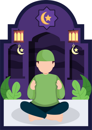 Muslim boy praying  Illustration