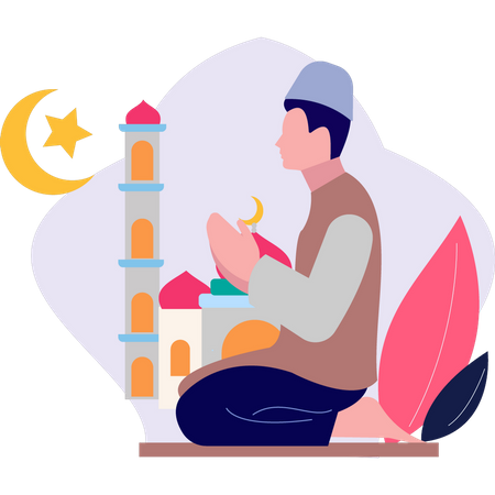 Muslim boy praying  Illustration