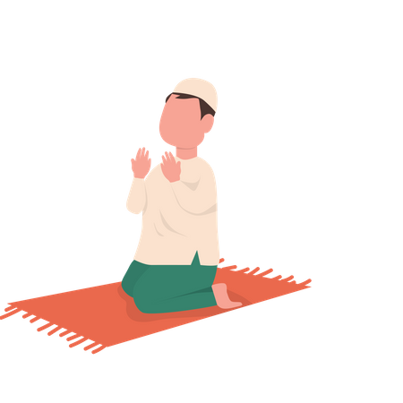 Muslim boy praying to god Illustration