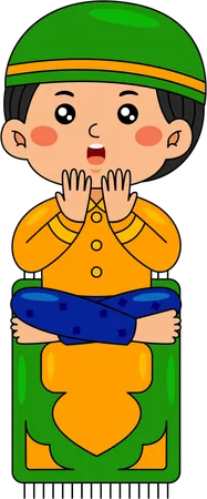 Muslim boy praying to god  Illustration