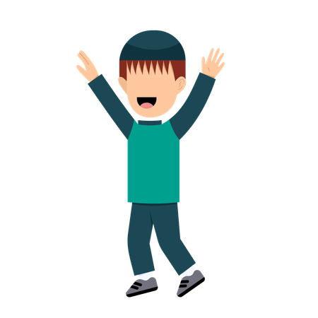 Muslim Boy raising both hands  Illustration