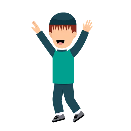 Muslim Boy raising both hands  Illustration