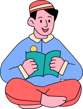 Muslim boy read book  Illustration