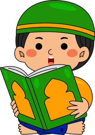 Muslim boy reading book  Illustration