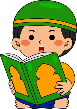 Muslim boy reading book  Illustration