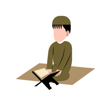 Muslim Boy Reading Quran  일러스트레이션