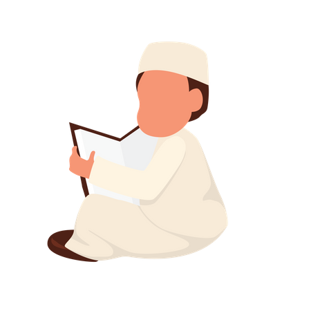 Muslim boy reading Quran  Illustration