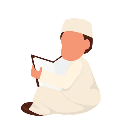 Muslim boy reading Quran  Illustration