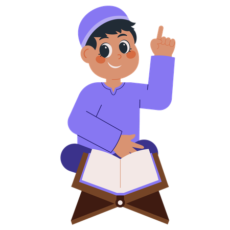 Muslim Boy Reading Quran  Illustration