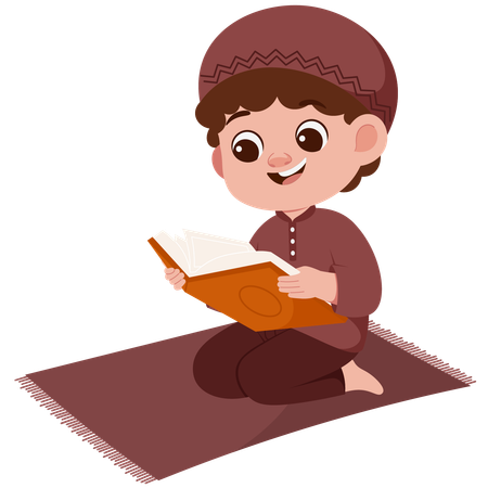 Muslim Boy Reading Quran  Illustration