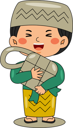 Muslim boy receiving ramadan gift  Illustration