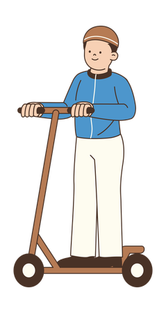 Muslim Boy Riding Scooter  Illustration