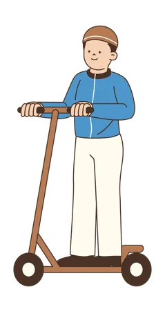 Muslim Boy Riding Scooter  Illustration