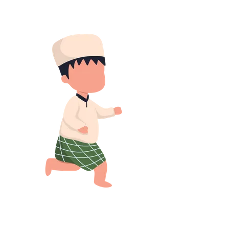 Muslim Boy running Illustration