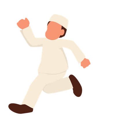 Muslim boy running Illustration