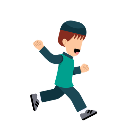 Muslim boy running  Illustration