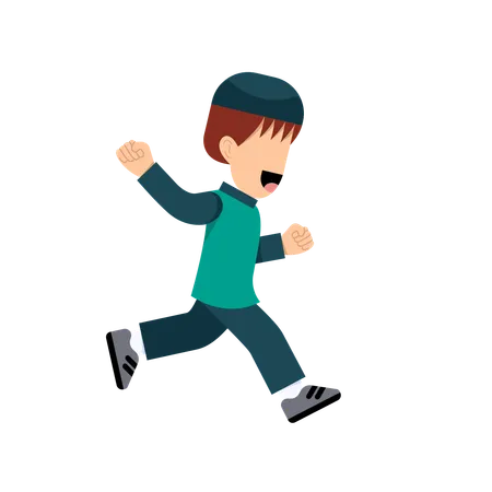 Muslim boy running  Illustration