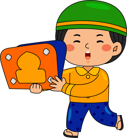 Muslim boy selling ramadan toys  Illustration