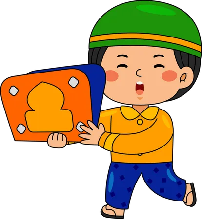 Muslim boy selling ramadan toys  Illustration