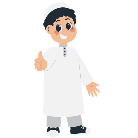 Muslim Boy showing Thumbs  Illustration