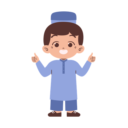 Muslim boy showing thumbs up  Illustration