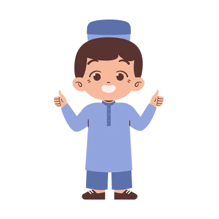 Muslim boy showing thumbs up  Illustration