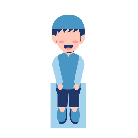 Muslim Boy Sitting On Chair  Illustration