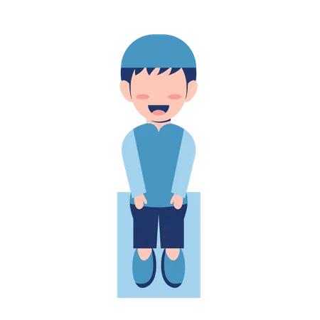 Muslim Boy Sitting On Chair Illustration