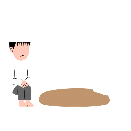 Muslim boy visiting grave  Illustration