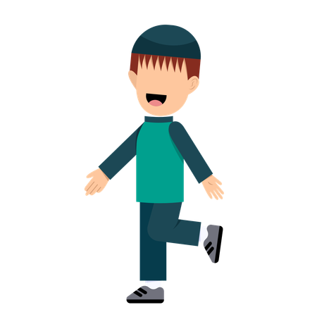 Muslim Boy walking  Illustration