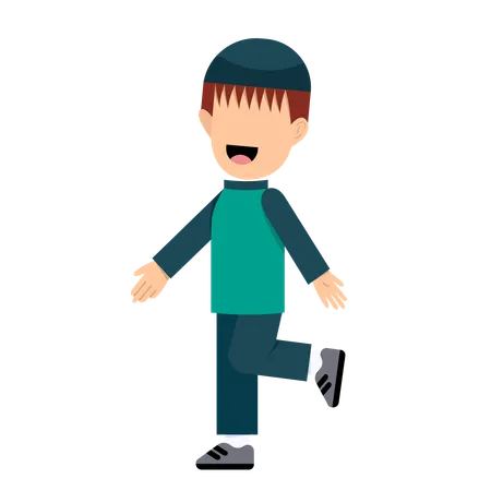 Muslim Boy walking  Illustration