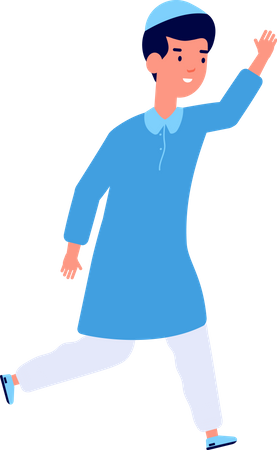 Muslim boy waving hand Illustration