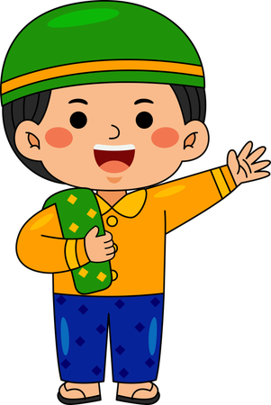 Muslim boy waving hand  Illustration