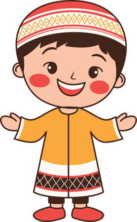 Muslim Boy Wearing Islamic Traditional Clothes  Illustration