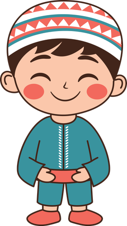 Muslim Boy Wearing Islamic Traditional Clothes  Illustration