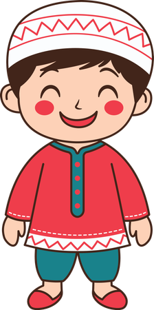 Muslim Boy Wearing Islamic Traditional Clothes  Illustration