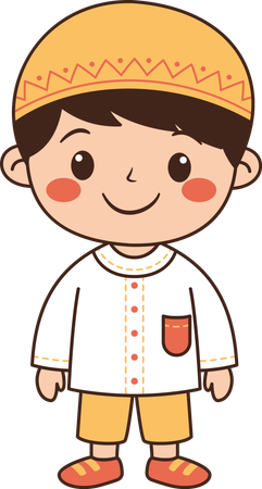 Muslim Boy Wearing Islamic Traditional Clothes  Illustration