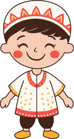 Muslim Boy Wearing Islamic Traditional Clothes  Illustration