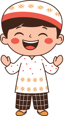 Muslim Boy Wearing Islamic Traditional Clothes  Illustration