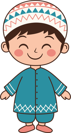 Muslim Boy Wearing Islamic Traditional Clothes  Illustration