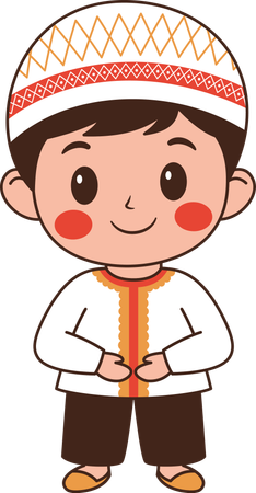 Muslim Boy Wearing Islamic Traditional Clothes  Illustration