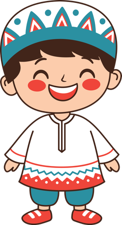 Muslim Boy Wearing Islamic Traditional Clothes  Illustration