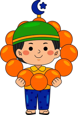 Muslim boy wearing tasbih  Illustration