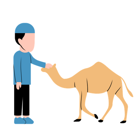 Muslim boy with Camel  Illustration